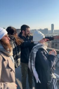 Private guide explaining panorama of Belgrade from the Fortress