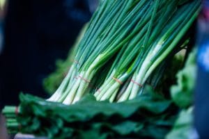 fresh produce at farmers market in Belgrade in April