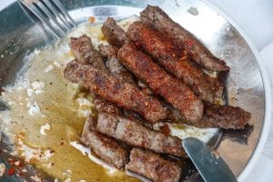 Plate with ćevapi at a restaurant in Belgrade