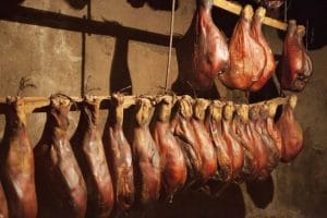 Pršut hams dry ageing