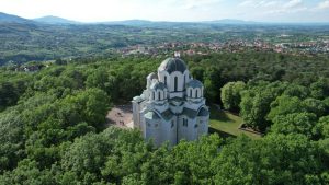 st George church on top of oplenac hill seen from above